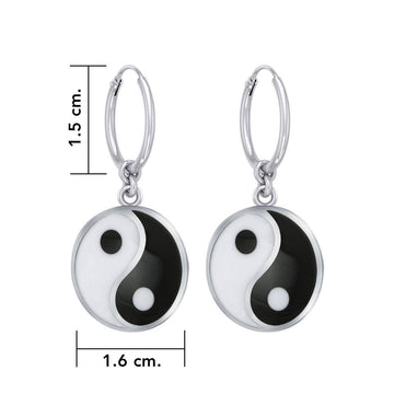 Small Yin Yang Silver Hoop Earrings TER2102 - Jewelry